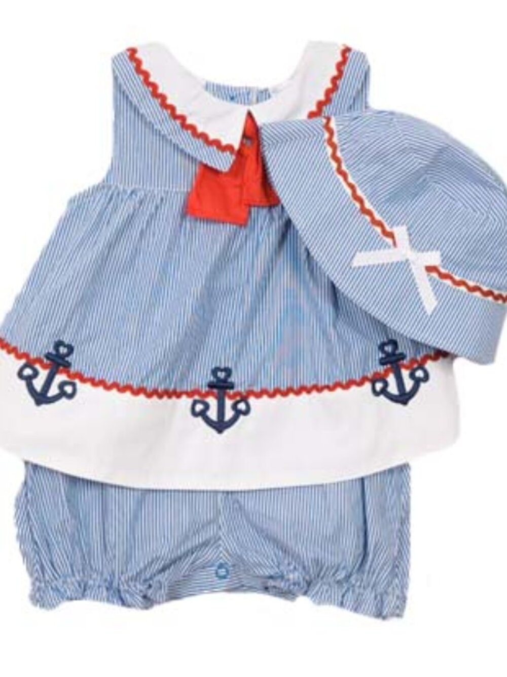 B.T. Kids - Baby Girls' 2-Pc Nautical Romper Set